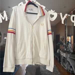 Sergio Tacchini Goran velour track suit jacket zip front unisex stripe retro 3x